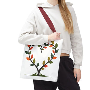Heart Leaf Aop Tote Bag - Bold Cotton Canvas Carryall - Dipaliz - Bags