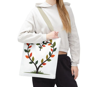 Heart Leaf Aop Tote Bag - Bold Cotton Canvas Carryall - Dipaliz - Bags
