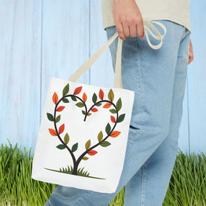 Heart Leaf Aop Tote Bag - Bold Cotton Canvas Carryall - Dipaliz - Bags
