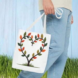 Heart Leaf Aop Tote Bag - Bold Cotton Canvas Carryall - Dipaliz - Bags