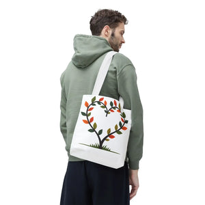 Heart Leaf Aop Tote Bag - Bold Cotton Canvas Carryall - Dipaliz - Bags
