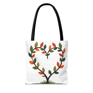 Heart Leaf Aop Tote Bag - Bold Cotton Canvas Carryall - Dipaliz - Bags