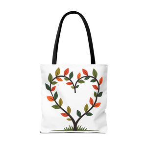 Heart Leaf Aop Tote Bag - Bold Cotton Canvas Carryall - Dipaliz - Bags