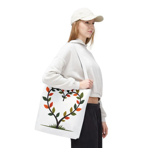 Heart Leaf Aop Tote Bag - Bold Cotton Canvas Carryall - Dipaliz - Bags