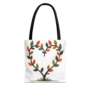 Heart Leaf Aop Tote Bag - Bold Cotton Canvas Carryall - Dipaliz - Bags