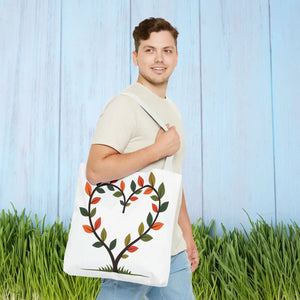 Heart Leaf Aop Tote Bag - Bold Cotton Canvas Carryall - Dipaliz - Bags