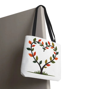 Heart Leaf Aop Tote Bag - Bold Cotton Canvas Carryall - Dipaliz - Bags