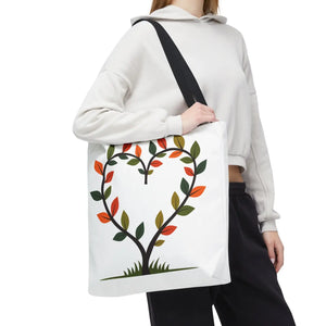 Heart Leaf Aop Tote Bag - Bold Cotton Canvas Carryall - Dipaliz - Bags