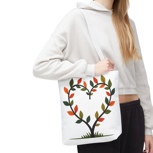 Heart Leaf Aop Tote Bag - Bold Cotton Canvas Carryall - Dipaliz - Bags