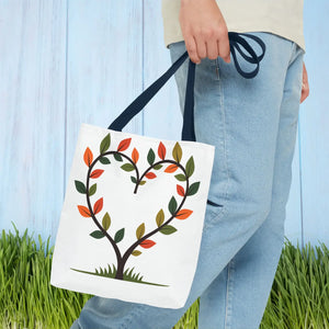 Heart Leaf Aop Tote Bag - Bold Cotton Canvas Carryall - Dipaliz - Bags