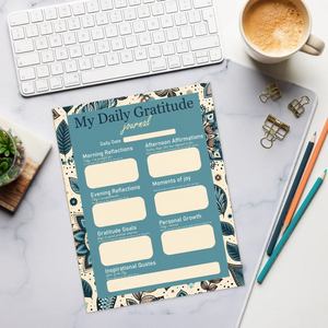 Geometrical Daily Gratitude Journal - Vibrant Leaves Design - Dipaliz - Notepad