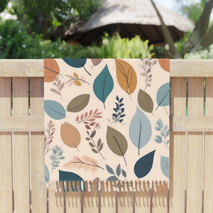 Boho Beach Cloth Leaves Pattern Soft Polyester Dipaliz - Towels
