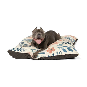 Pastel Leaves Cotton Pet Bed Paw Print Design Dipaliz - Beds
