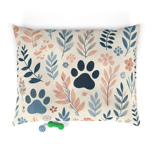 Pastel Leaves Cotton Pet Bed Paw Print Design Dipaliz - Beds