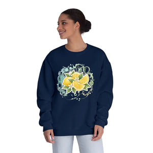 Lemon Blossom Crewneck Sweatshirt - Citrus Floral Graphic - Sweatshirts - m