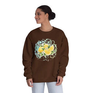 Lemon Blossom Crewneck Sweatshirt - Citrus Floral Graphic - Sweatshirts - m