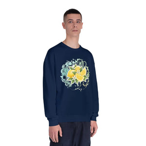 Lemon Blossom Crewneck Sweatshirt - Citrus Floral Graphic - Sweatshirts - m