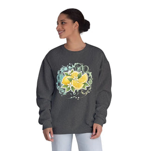 Lemon Blossom Crewneck Sweatshirt - Citrus Floral Graphic - Sweatshirts - m