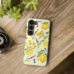 Lemon Lavender Floral Tough Phone Case, Protective Botanical Iphone/android Cover - Mobile Cases