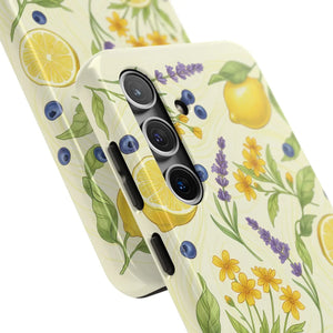 Lemon Lavender Floral Tough Phone Case, Protective Botanical Iphone/android Cover - Mobile Cases