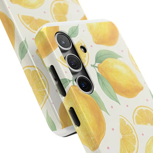 Lemon Pattern Tough Phone Case - Bright Citrus Protective Cover - Mobile Cases