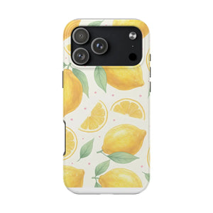 Lemon Pattern Tough Phone Case - Bright Citrus Protective Cover - Mobile Cases