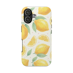 Lemon Pattern Tough Phone Case - Bright Citrus Protective Cover - Mobile Cases