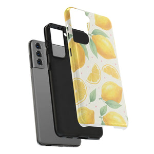 Lemon Pattern Tough Phone Case - Bright Citrus Protective Cover - Mobile Cases