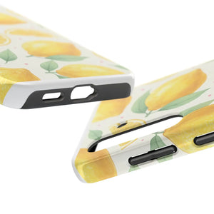 Lemon Pattern Tough Phone Case - Bright Citrus Protective Cover - Mobile Cases