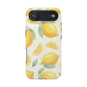 Lemon Pattern Tough Phone Case - Bright Citrus Protective Cover - Mobile Cases