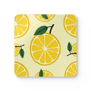 Sunny Lemon Slices Corkwood Coaster Set - Bright Citrus Style - Dipaliz - Cork / 3.75’’ × / Square - Coasters