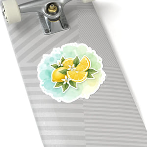 Lemon Watercolor Kiss-cut Sticker Bright Citrus Laptop Decal - Decorative Stickers