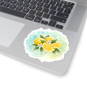 Lemon Watercolor Kiss-cut Sticker Bright Citrus Laptop Decal - Decorative Stickers