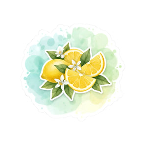 Lemon Watercolor Kiss-cut Sticker Bright Citrus Laptop Decal - Decorative Stickers
