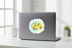 Lemon Watercolor Kiss-cut Sticker Bright Citrus Laptop Decal - Decorative Stickers