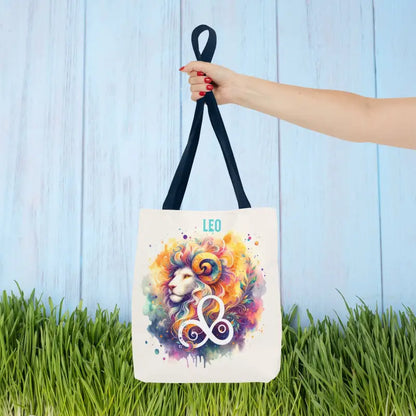 Stylish Leo Zodiac Tote Bag with Black Cotton Handles - 13’’ × / Navy Bags