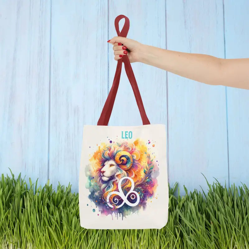 Stylish Leo Zodiac Tote Bag with Black Cotton Handles - 13’’ × / Red Bags