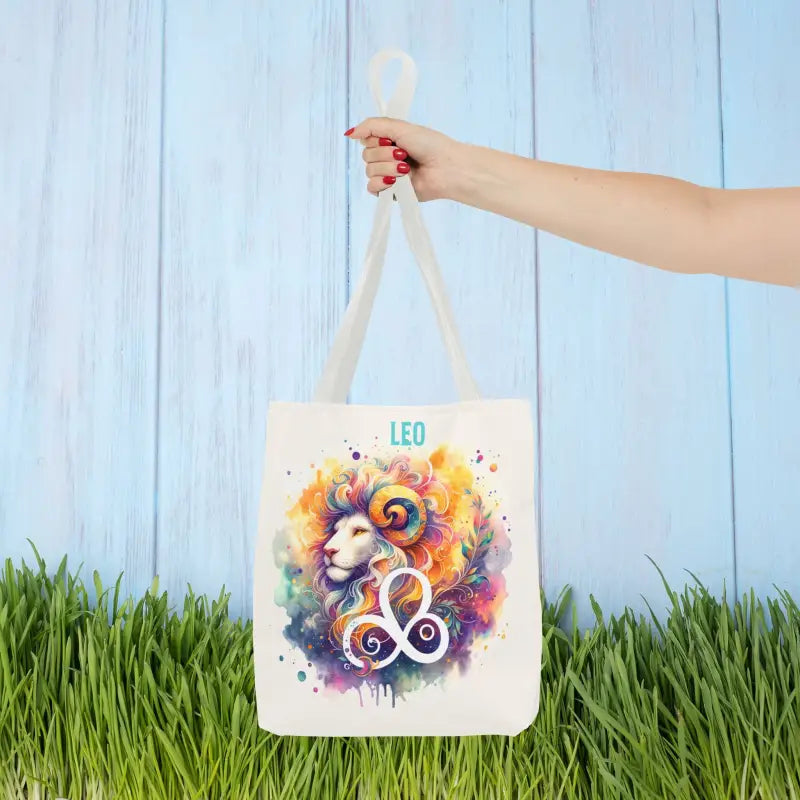 Stylish Leo Zodiac Tote Bag with Black Cotton Handles - 13’’ × / White Bags