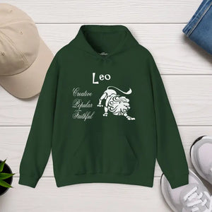Leo Zodiac Sign Unisex Heavy Blend Hooded Sweatshirt - Forest Green / s - Hoodies