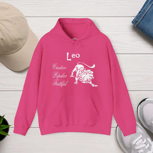 Leo Zodiac Sign Unisex Heavy Blend Hooded Sweatshirt - Heliconia / s - Hoodies