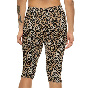Leopard Print Capri Leggings - Luxe Fabric Activewear - Dipaliz