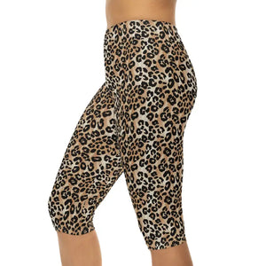 Leopard Print Capri Leggings - Fierce Activewear Style - Dipaliz