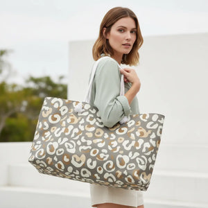 Leopard Print Weekender Bag - Neutral Safari Tote - Dipaliz - Bags