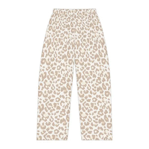 Pajamas - Leopard Print Pajama Pants Beige Cozy Lounge Sleepwear - Dipaliz