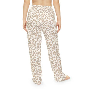 Pajamas - Leopard Print Pajama Pants Beige Cozy Lounge Sleepwear - Dipaliz