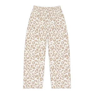 Pajamas - Leopard Print Pajama Pants Beige Cozy Lounge Sleepwear - Dipaliz