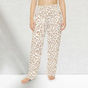 Pajamas - Leopard Print Pajama Pants Beige Cozy Lounge Sleepwear - Dipaliz Xs