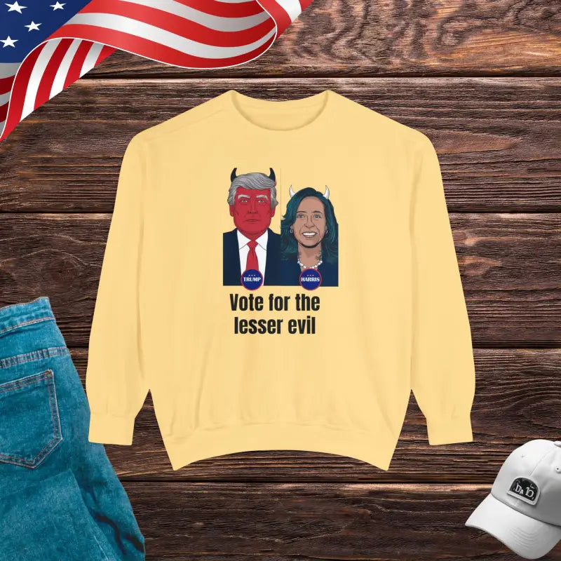 Cozy Eco-friendly Style with Trump Harris Lesser Evil Sweatshirt - Butter / s