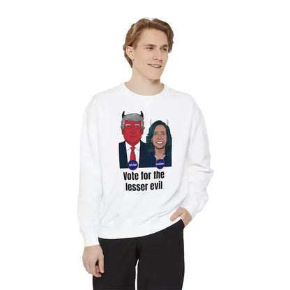 Cozy Eco-friendly Style with Trump Harris Lesser Evil Sweatshirt