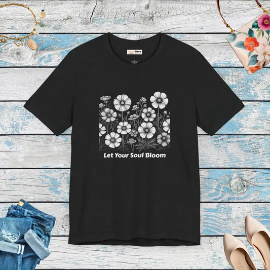 Let your Soul Bloom in Style Unisex Short Sleeve Tee - Solid Black Blend / m T-shirt